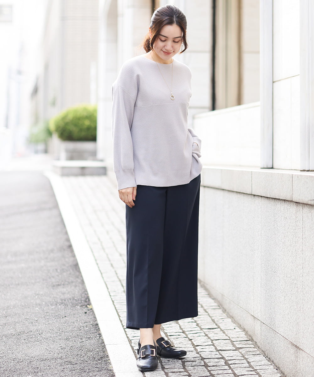 OLFAV03054 eur3(エウルキューブ) 新色追加！豊富な8色【大きいサイズ/11号サイズあり】洗えるドロップショルダーもちもちニット 新色！ライトグレー(91)