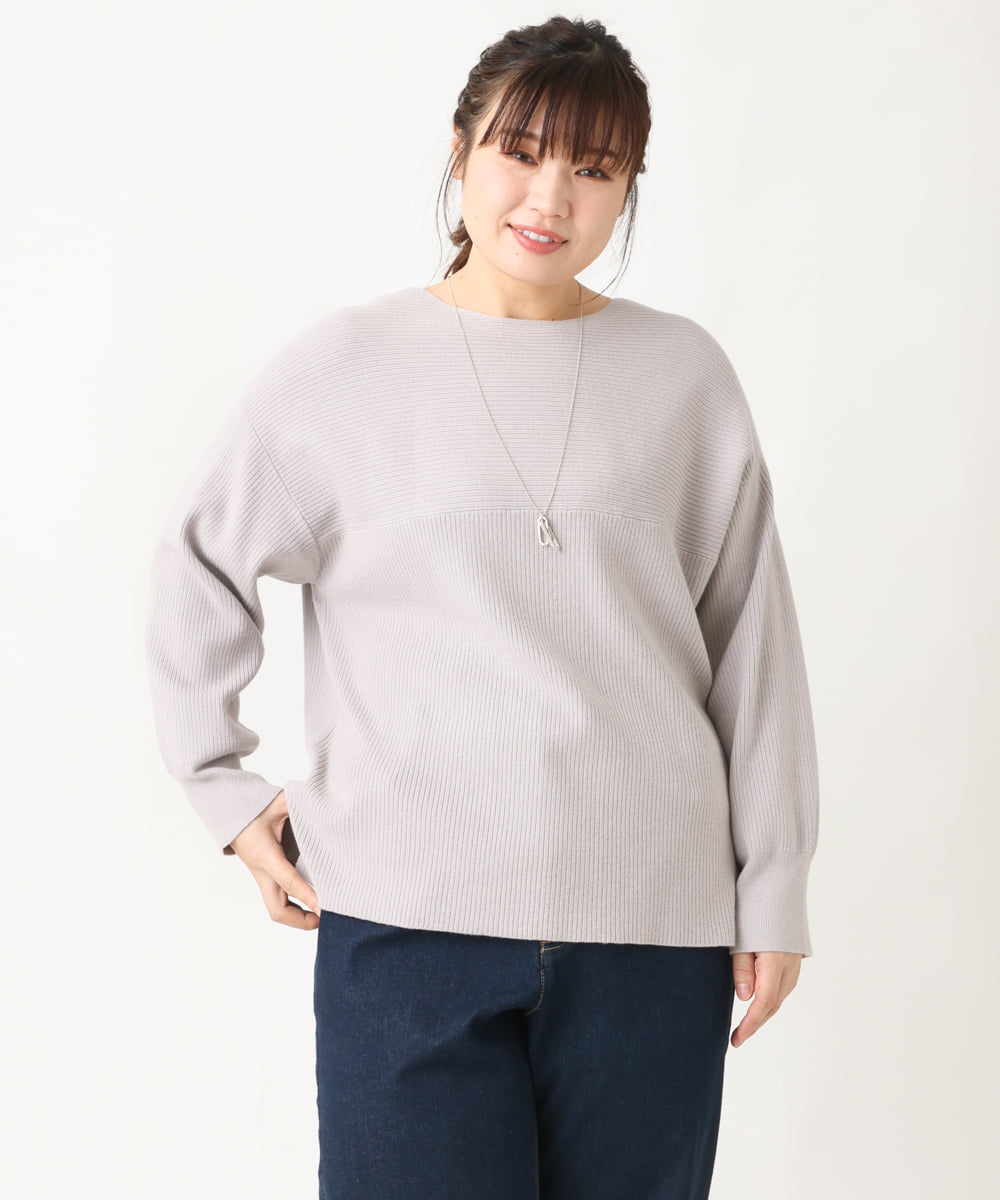 OLFAV03054 eur3(エウルキューブ) 新色追加！豊富な8色【大きいサイズ/11号サイズあり】洗えるドロップショルダーもちもちニット 新色！ライトグレー(91)