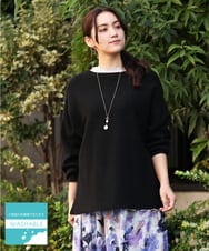OLFAV03054 eur3(エウルキューブ) 新色追加！豊富な8色【大きいサイズ/11号サイズあり】洗えるドロップショルダーもちもちニット ブラック(94)