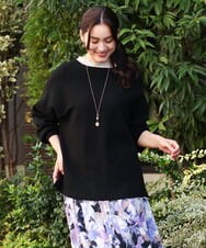 OLFAV03054 eur3(エウルキューブ) 新色追加！豊富な8色【大きいサイズ/11号サイズあり】洗えるドロップショルダーもちもちニット ブラック(94)