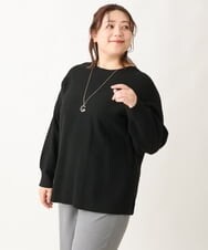 OLFAV03054 eur3(エウルキューブ) 新色追加！豊富な8色【大きいサイズ/11号サイズあり】洗えるドロップショルダーもちもちニット ブラック(94)