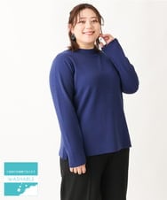 OLFAV05054 eur3(エウルキューブ) 【大きいサイズ/洗える】プチハイネックもちもちニット ブルー(55)