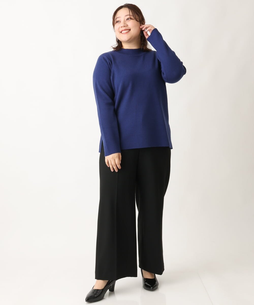 OLFAV05054 eur3(エウルキューブ) 【大きいサイズ/洗える】プチハイネックもちもちニット ブルー(55)