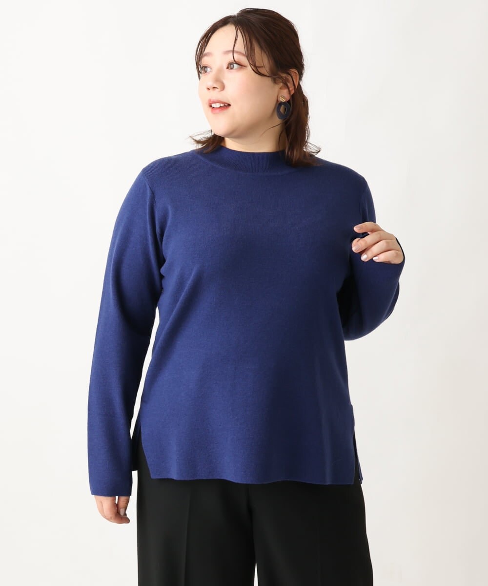 OLFAV05054 eur3(エウルキューブ) 【大きいサイズ/洗える】プチハイネックもちもちニット ブルー(55)