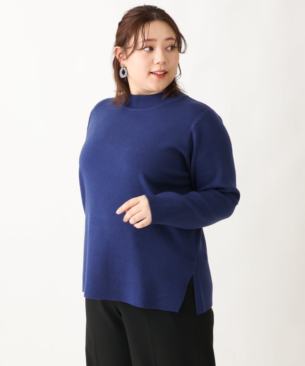OLFAV05054 eur3(エウルキューブ) 【大きいサイズ/洗える】プチハイネックもちもちニット ブルー(55)