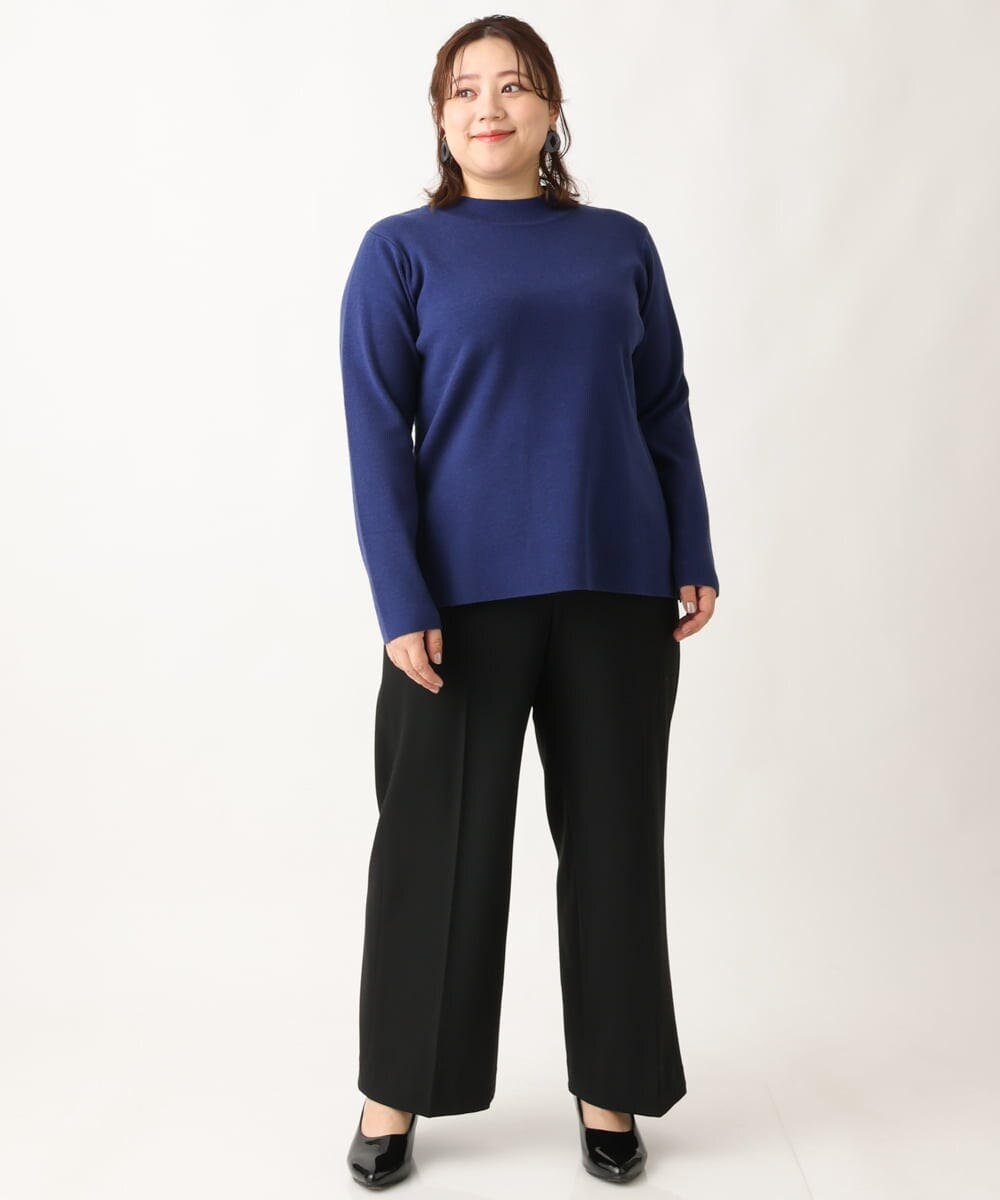 OLFAV05054 eur3(エウルキューブ) 【大きいサイズ/洗える】プチハイネックもちもちニット ブルー(55)