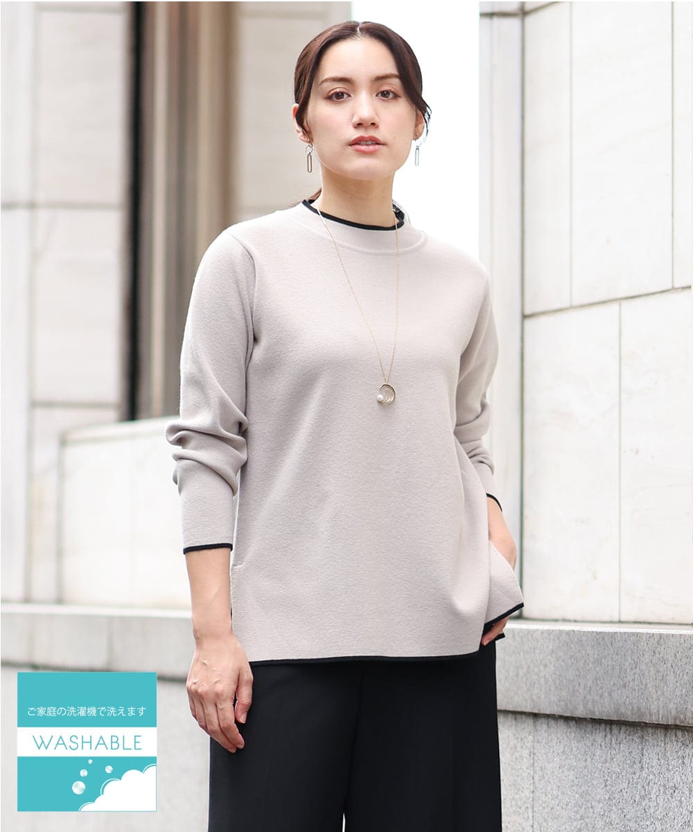 OLFAV05054 eur3(エウルキューブ) 【大きいサイズ/洗える】プチハイネックもちもちニット グレー(92)