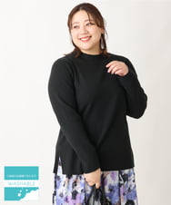 OLFAV05054 eur3(エウルキューブ) 【大きいサイズ/洗える】プチハイネックもちもちニット ブラック(94)