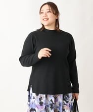 OLFAV05054 eur3(エウルキューブ) 【大きいサイズ/洗える】プチハイネックもちもちニット ブラック(94)