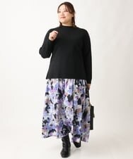 OLFAV05054 eur3(エウルキューブ) 【大きいサイズ/洗える】プチハイネックもちもちニット ブラック(94)