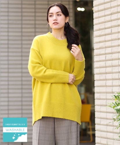 OLFAV06079 eur3 【大きいサイズ/a.v.v×eur3】洗えるバックスリットニット