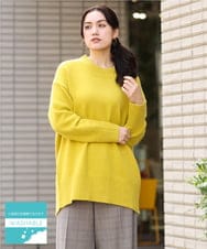 OLFAV06079 eur3(エウルキューブ) 【大きいサイズ/a.v.v×eur3】洗えるバックスリットニット ライトイエロー(20)
