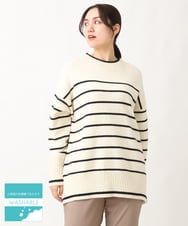 OLFAV06079 eur3(エウルキューブ) 【大きいサイズ/a.v.v×eur3】洗えるバックスリットニット アイボリー(80)