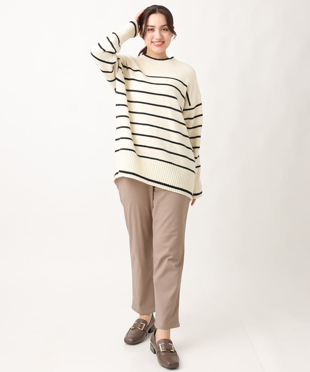 OLFAV06079 eur3(エウルキューブ) 【大きいサイズ/a.v.v×eur3】洗えるバックスリットニット アイボリー(80)