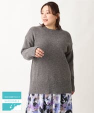 OLFAV06079 eur3(エウルキューブ) 【大きいサイズ/a.v.v×eur3】洗えるバックスリットニット ダークグレー(93)