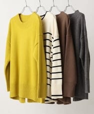 OLFAV06079 eur3(エウルキューブ) 【大きいサイズ/a.v.v×eur3】洗えるバックスリットニット ダークグレー(93)