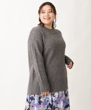 OLFAV06079 eur3(エウルキューブ) 【大きいサイズ/a.v.v×eur3】洗えるバックスリットニット ダークグレー(93)