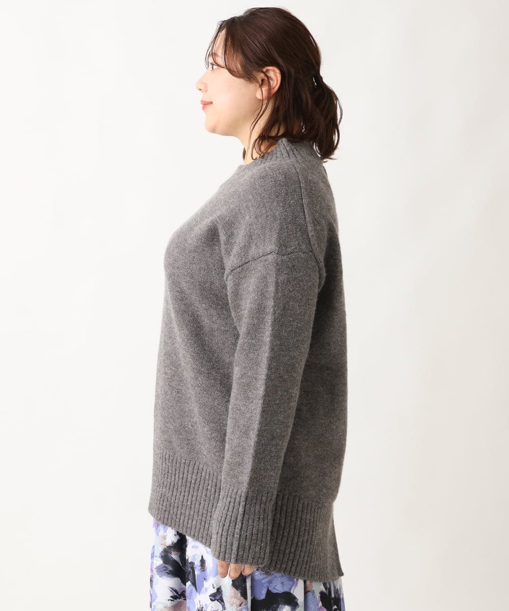 OLFAV06079 eur3(エウルキューブ) 【大きいサイズ/a.v.v×eur3】洗えるバックスリットニット ダークグレー(93)