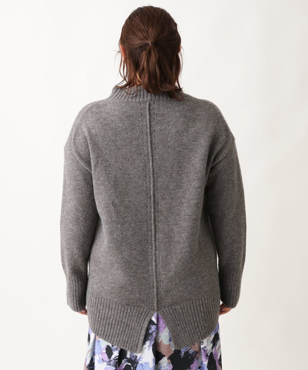OLFAV06079 eur3(エウルキューブ) 【大きいサイズ/a.v.v×eur3】洗えるバックスリットニット ダークグレー(93)