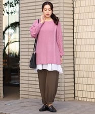 OLFAV14089 eur3(エウルキューブ) 【大きいサイズ】ふわふわケーブルニット ピンク(03)