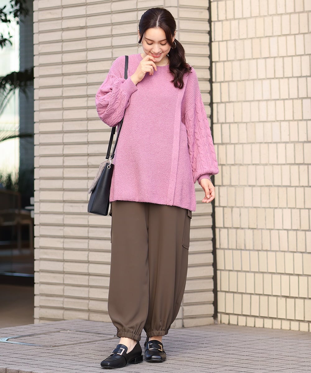 OLFAV14089 eur3(エウルキューブ) 【大きいサイズ】ふわふわケーブルニット ピンク(03)