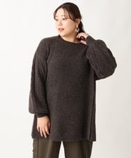 OLFAV14089 eur3(エウルキューブ) 【大きいサイズ】ふわふわケーブルニット ブラウン(87)