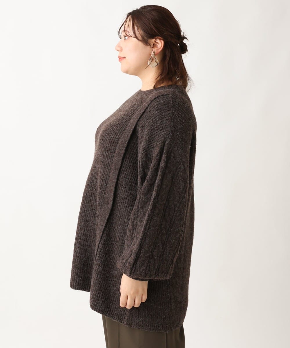 OLFAV14089 eur3(エウルキューブ) 【大きいサイズ】ふわふわケーブルニット ブラウン(87)