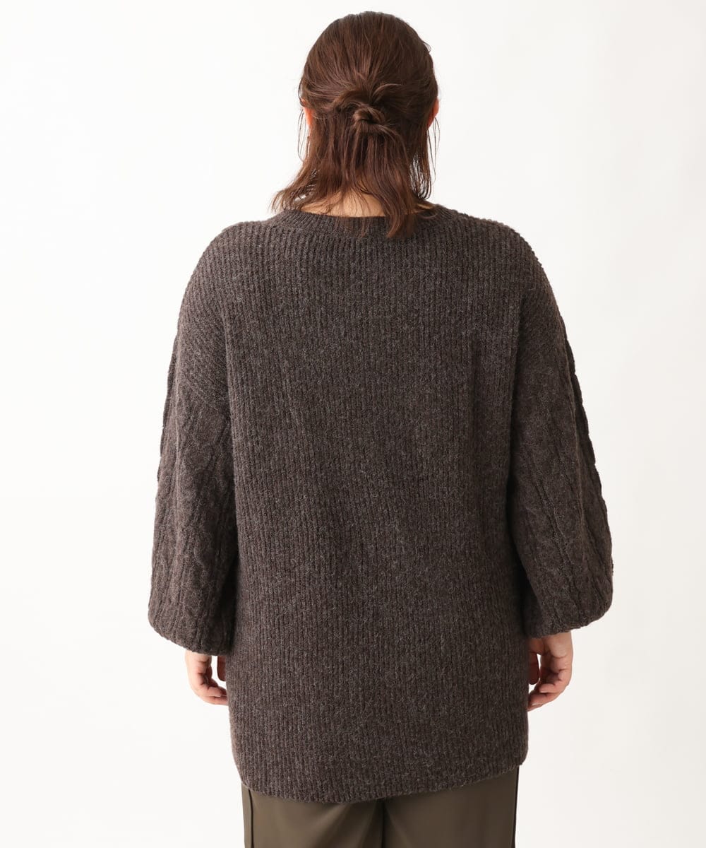 OLFAV14089 eur3(エウルキューブ) 【大きいサイズ】ふわふわケーブルニット ブラウン(87)