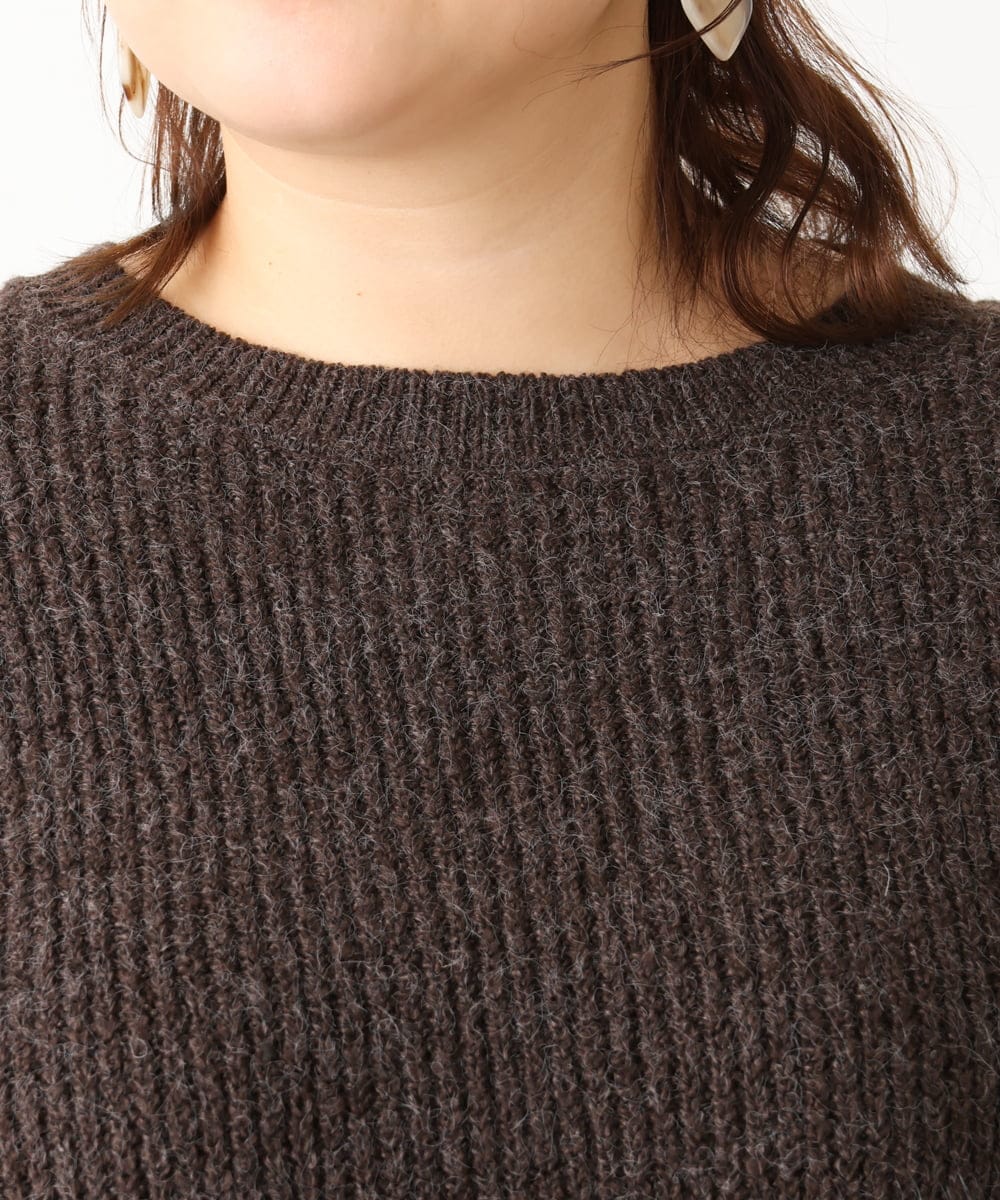 OLFAV14089 eur3(エウルキューブ) 【大きいサイズ】ふわふわケーブルニット ブラウン(87)