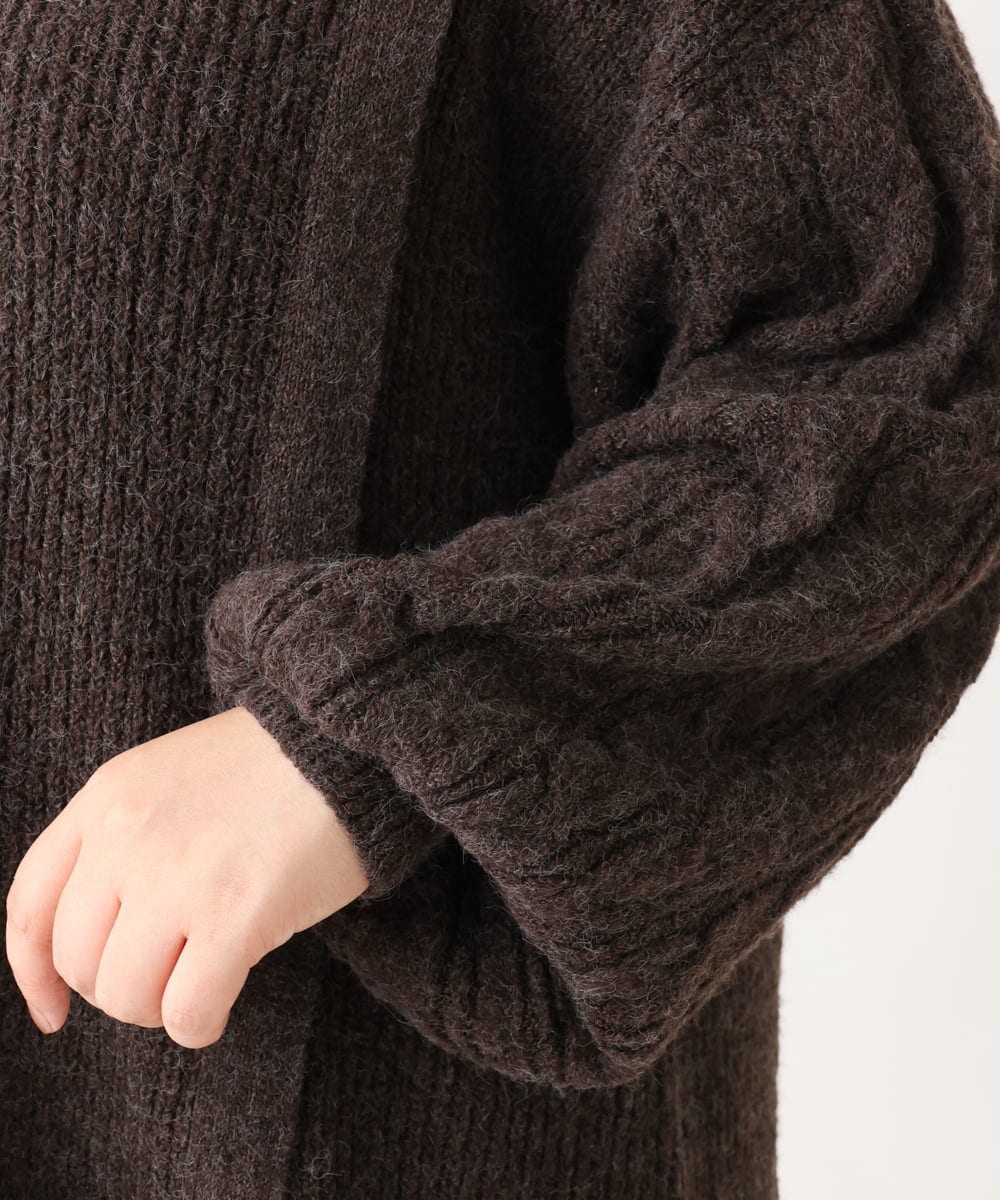OLFAV14089 eur3(エウルキューブ) 【大きいサイズ】ふわふわケーブルニット ブラウン(87)