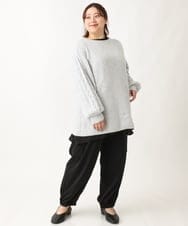 OLFAV14089 eur3(エウルキューブ) 【大きいサイズ】ふわふわケーブルニット ライトグレー(91)