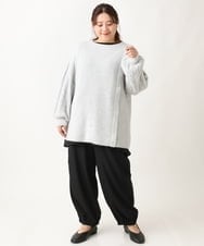 OLFAV14089 eur3(エウルキューブ) 【大きいサイズ】ふわふわケーブルニット ライトグレー(91)