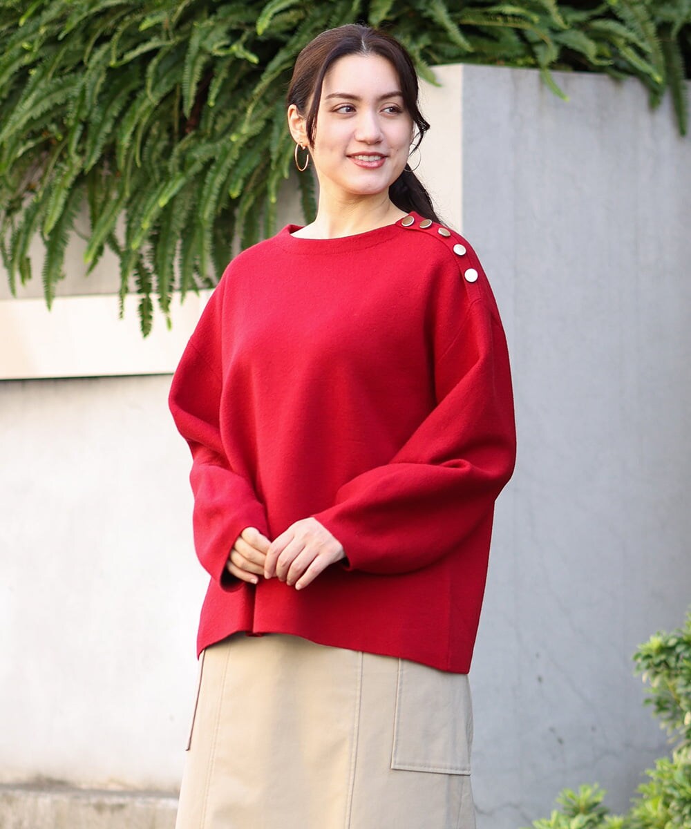 OLFAV15069 eur3(エウルキューブ) 【大きいサイズ/a.v.v×eur3】メタルボタンニット レッド(05)