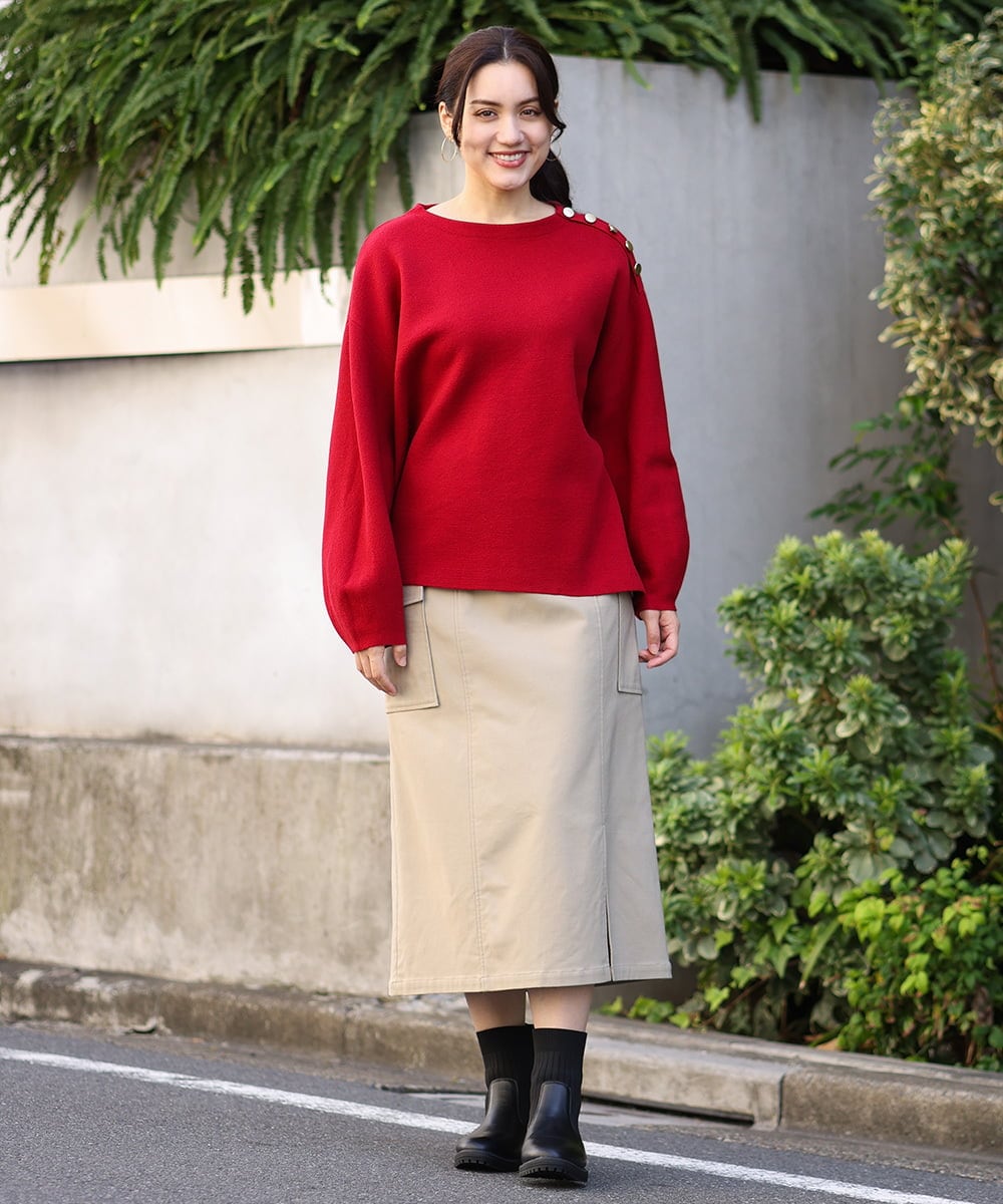 OLFAV15069 eur3(エウルキューブ) 【大きいサイズ/a.v.v×eur3】メタルボタンニット レッド(05)