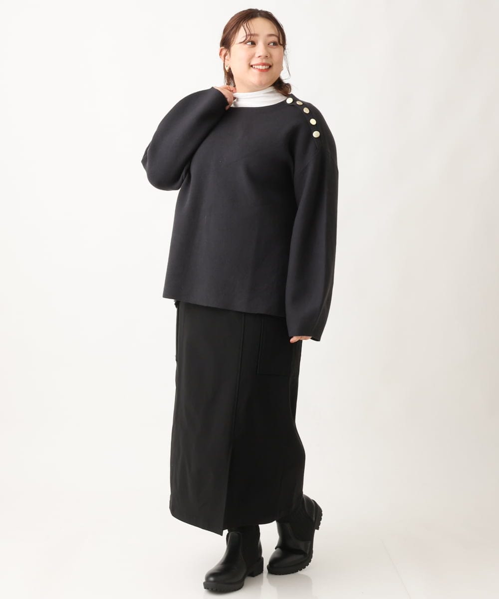 OLFAV15069 eur3(エウルキューブ) 【大きいサイズ/a.v.v×eur3】メタルボタンニット ネイビー(57)