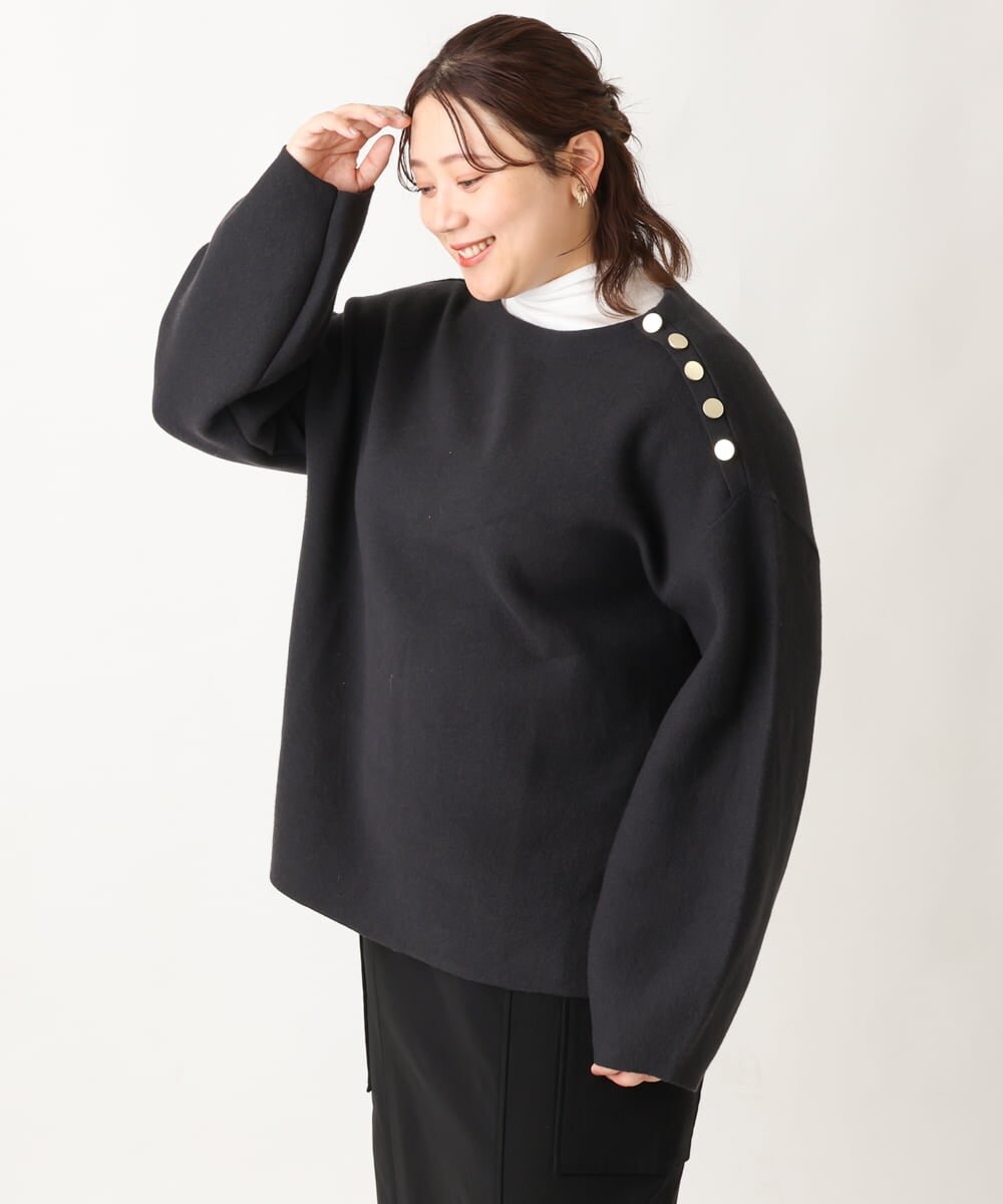 OLFAV15069 eur3(エウルキューブ) 【大きいサイズ/a.v.v×eur3】メタルボタンニット ネイビー(57)