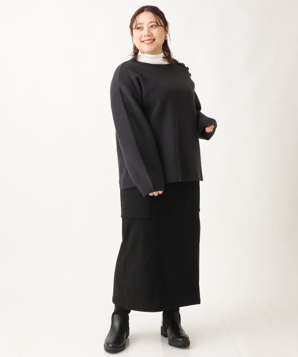 OLFAV15069 eur3(エウルキューブ) 【大きいサイズ/a.v.v×eur3】メタルボタンニット ネイビー(57)