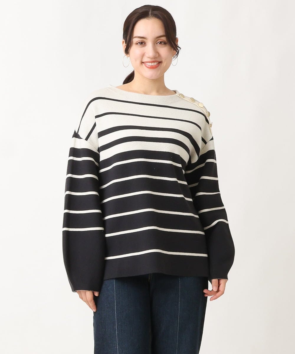 OLFAV15069 eur3(エウルキューブ) 【大きいサイズ/a.v.v×eur3】メタルボタンニット アイボリー(80)