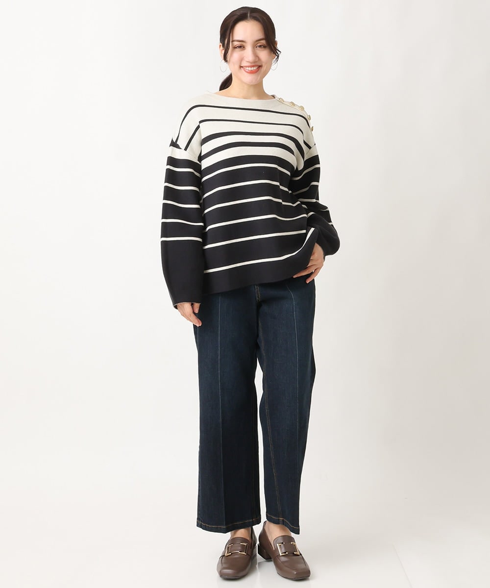 OLFAV15069 eur3(エウルキューブ) 【大きいサイズ/a.v.v×eur3】メタルボタンニット アイボリー(80)