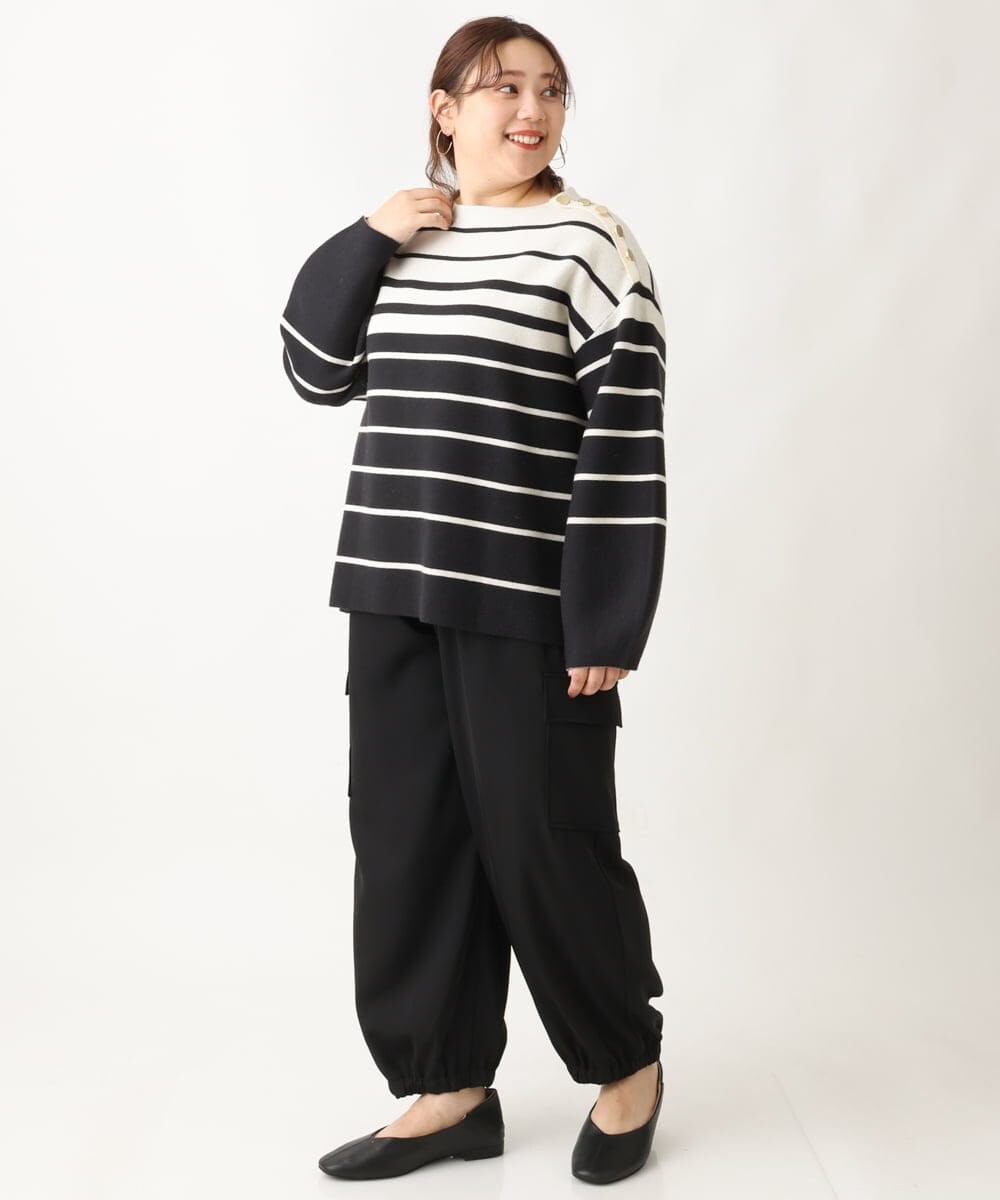 OLFAV15069 eur3(エウルキューブ) 【大きいサイズ/a.v.v×eur3】メタルボタンニット アイボリー(80)