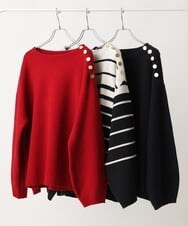 OLFAV15069 eur3(エウルキューブ) 【大きいサイズ/a.v.v×eur3】メタルボタンニット アイボリー(80)