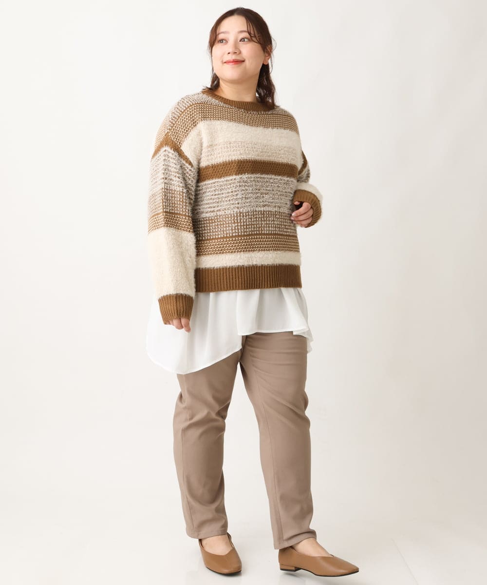 OLFAV22089 eur3(エウルキューブ) 【大きいサイズ】シャギーコンビニット ベージュ(82)