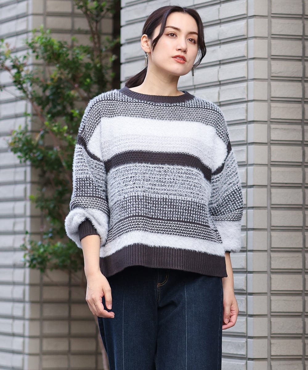 OLFAV22089 eur3(エウルキューブ) 【大きいサイズ】シャギーコンビニット ブラック(94)