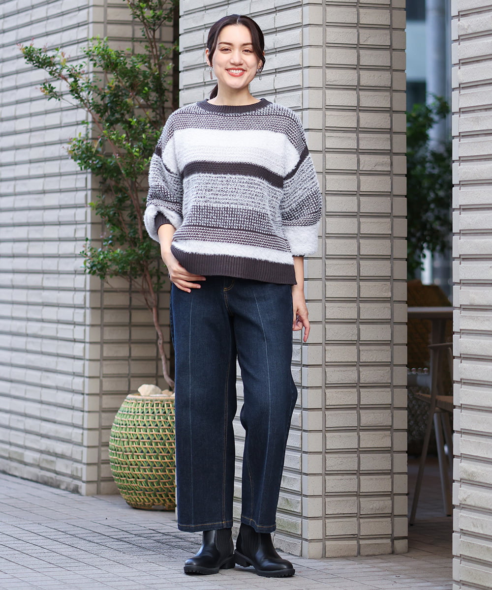 OLFAV22089 eur3(エウルキューブ) 【大きいサイズ】シャギーコンビニット ブラック(94)