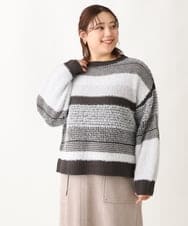 OLFAV22089 eur3(エウルキューブ) 【大きいサイズ】シャギーコンビニット ブラック(94)