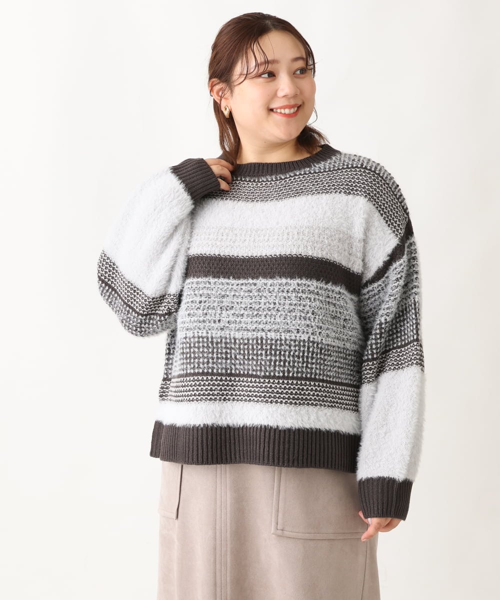 OLFAV22089 eur3(エウルキューブ) 【大きいサイズ】シャギーコンビニット ブラック(94)