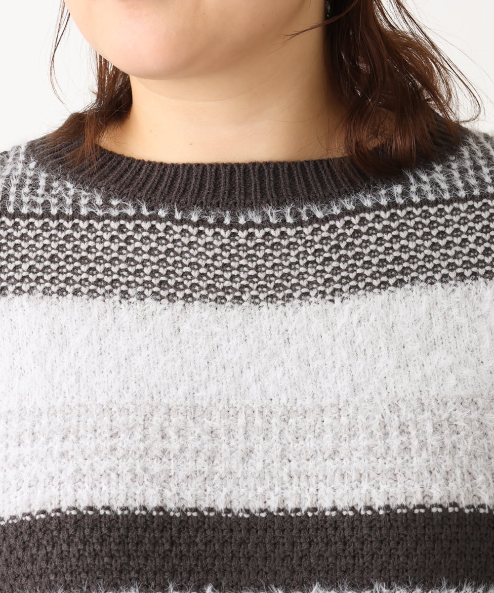 OLFAV22089 eur3(エウルキューブ) 【大きいサイズ】シャギーコンビニット ブラック(94)