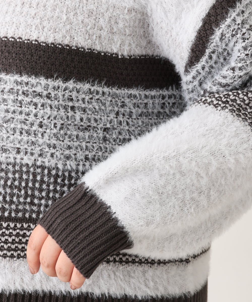 OLFAV22089 eur3(エウルキューブ) 【大きいサイズ】シャギーコンビニット ブラック(94)