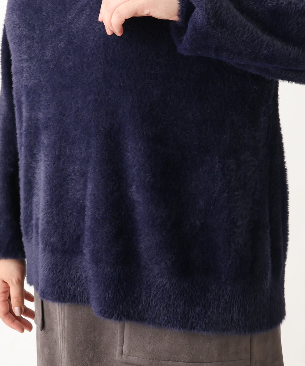 OLFAV23089 eur3(エウルキューブ) 【大きいサイズ/11号サイズあり】シャギーオフふわふわタートルニット ネイビー(57)