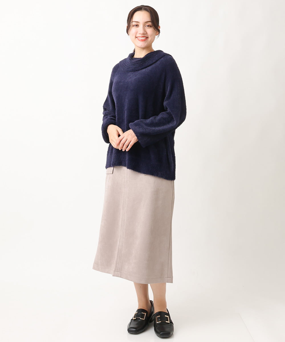 OLFAV23089 eur3(エウルキューブ) 【大きいサイズ/11号サイズあり】シャギーオフふわふわタートルニット ネイビー(57)